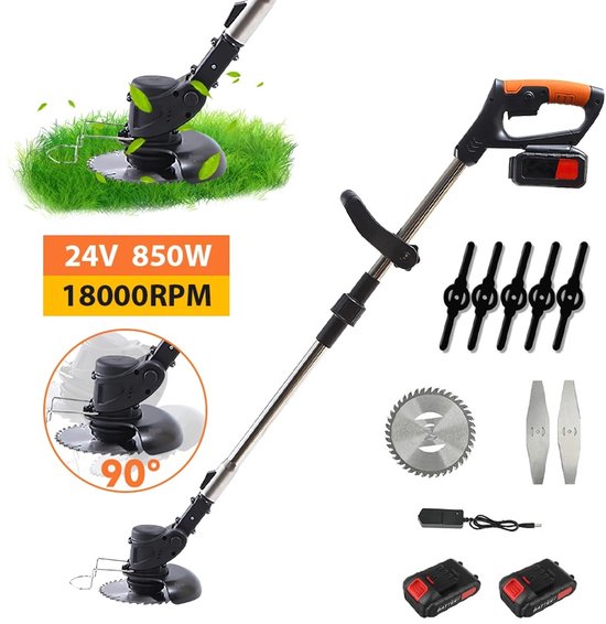 AURORAS-Draadloze Grastrimmer 850W – Elektrische Grasmaaier – 2 Accu’s – Kantensnijder – Tuingereedschap van Merkloos	