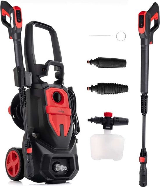 Austin Hogedrukreiniger, 1800 W, max. 220 bar, 450 l/h Debiet, Aluminium Pomp, 5 m Hogedrukslang, met Accessoires incl. Verstelbaar Mondstuk, Turbosproeier, Schuimlans