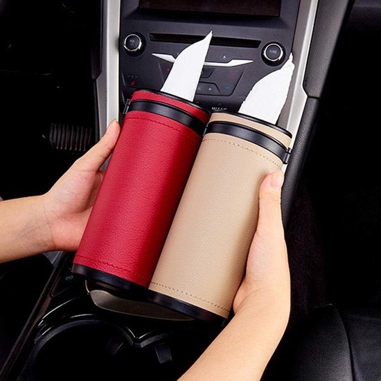 Auto Cup Houder Weefsels - Cilinder Pompen Papier Case Dispenser - Lederen ABS voor Auto - Automotive Badkamer Kantoor Gebruik