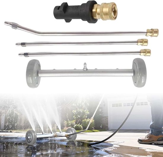 Auto, hogedrukreiniger ondervloerreiniger, 4000 PSI oppervlaktereiniger met 3 verlengbuizen en 1/4 inch snelaansluiting, waterbezem voor auto, SUV, camper, tuin