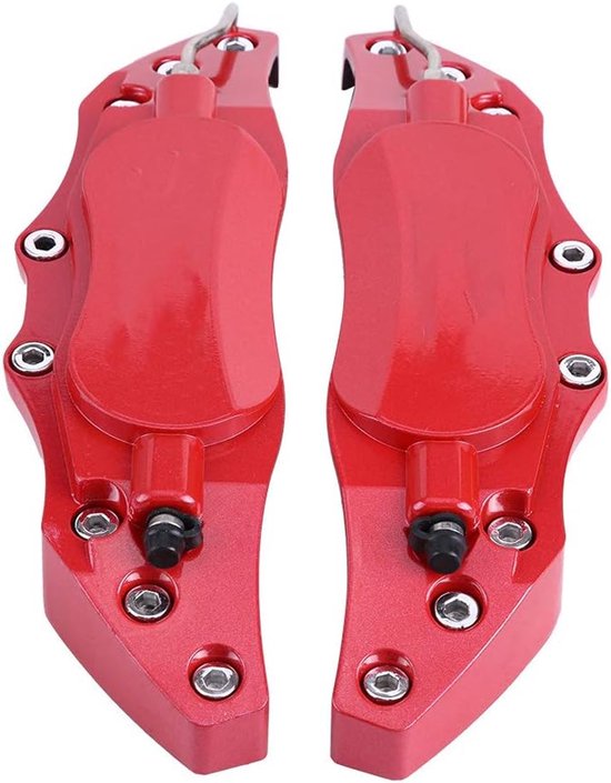 Auto Remklauw Cover 2 Stuks - Aluminium Remklauw Protector Cover voor Wielnaaf 16in-17in - Medium Remklauw Cover en Remklauw Bescherming (rood) van Merkloos	
