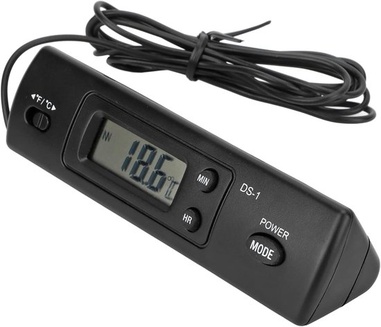 Auto Thermometer - Elektronische Klok - Dubbele Probe - Binnen en Buiten Temperatuur - Digitale Klok - Multifunctioneel - Hoge Nauwkeurigheid voor Voertuigen van Houzetta