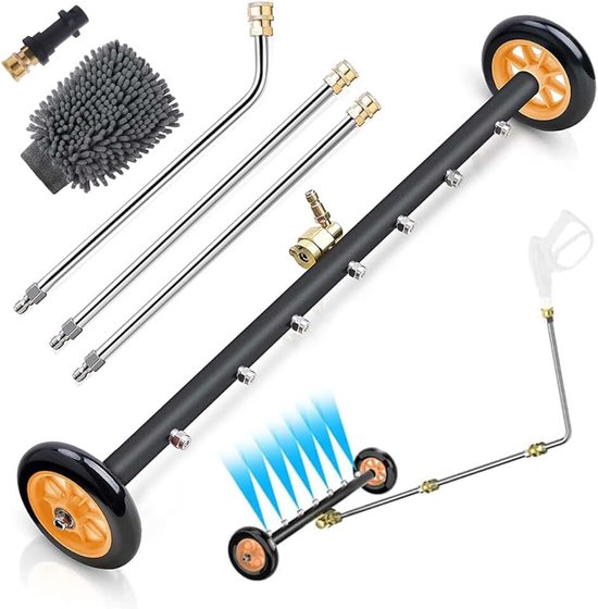 Auto Unterbodenreiniger, 4000 PSI | Autounterbodenwäsche mit 3 Stück Verlängerungsstab Und 1/4 Schnellkupplung, Oberflächenreiniger für Hochdruckreiniger