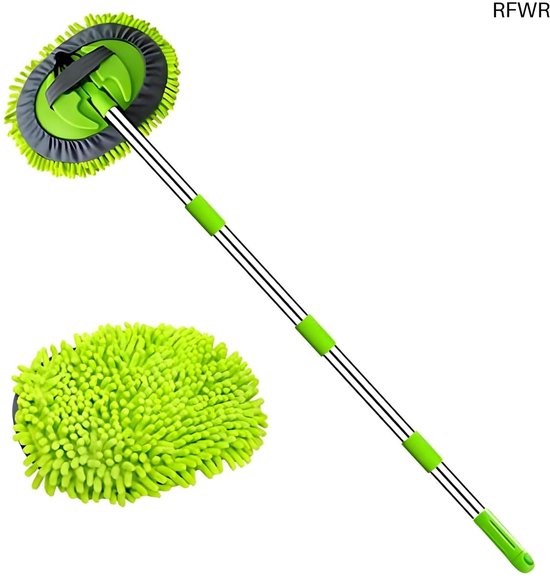 Auto Wasborstel - Poets Mop - Voertuigen Reinigen - Verstelbare Lengte - 160 cm - Groen