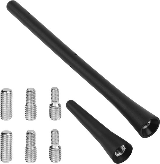 Autoantenne Universeel – 2 Stuks Vervangende Antenne – Inclusief Korte Antenne en Adapter Schroeven M4 M5 M6 – Zwart van Merkloos	