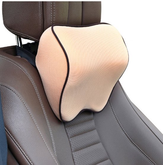 Autohoofdsteun, lendensteun en nekkussen - Beige van Merkloos	
