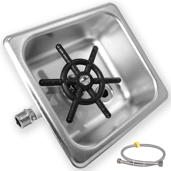 | Automatische hogedruk-glasspoeler voor aanrecht - professionele glasreiniger met vierkante houder van roestvrij staal | afmetingen: 17 x 16 cm