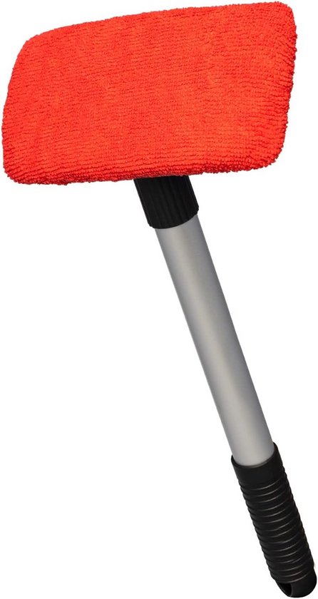 Autowas met steel - Ruitenreiniger - Auto ramen poetsen - Telescopische steel - 38-52 cm - Rood