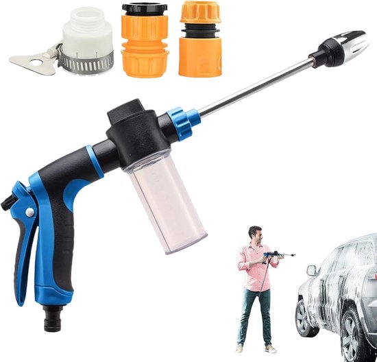 Autowas Spuiterset - Handbediend Wasapparaat - Voertuigen Reinigen - 3 Verstelbare Sproeistanden - 30 x 15 x 4 cm - Blauw
