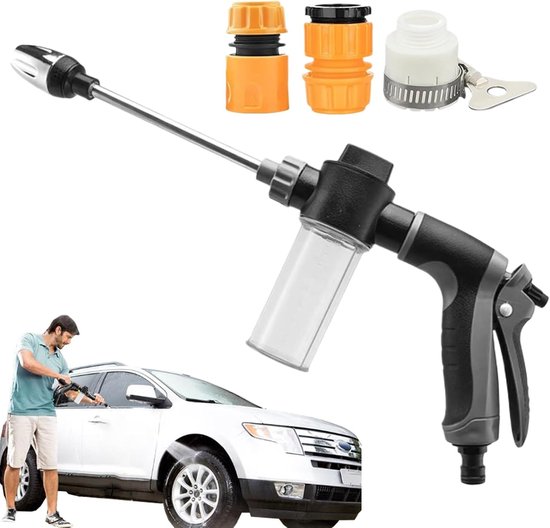 Autowas Spuiterset - Handbediende Wasapparaat - Auto Reinigen - 3 Verstelbare Sproeistanden - 30 x 15 x 4 cm - Grijs