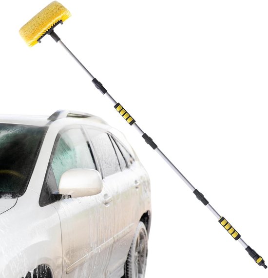 Autowasborstel - Reinigingsborstel - Auto Grondig Reinigen - Telescopisch Verstelbaar - Tot 160cm Lengte van Merkloos	