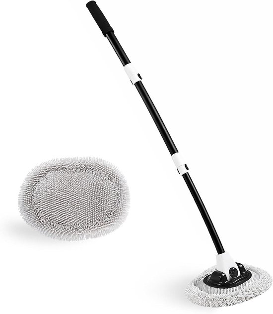 Autowasborstel - Reinigingsborstel Dweil - Voertuigen Reinigen - Telescopische Handgreep - 89-152 cm - Wit