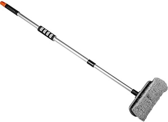 Autowasborstel Telescoop - Wasborstel Velgenborstel - Auto Grondig Reinigen - Zachte Lakvriendelijke Borstelharen - 80-130 cm Uitschuifbaar - Zilver van Merkloos	