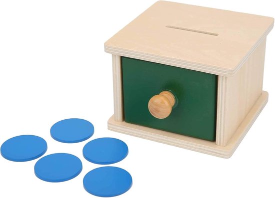 Baby Imbucare Box - Kinderspeelgoed - Houten Muntbal Doos - Educatief Speelgoed - Permanentie Doos met Lade - Houten Bal voor Baby's 6-12 Maanden Oud tot 2 Jaar Oud van Merkloos	