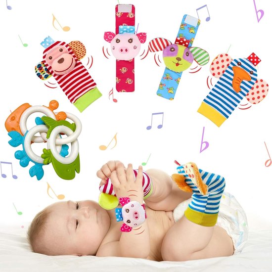 Baby rammelaar speelgoed pols en sokken - rammelsokken baby 0-6 maanden - zacht pluche ontwikkelingsspeelgoed cadeau voor pasgeborenen peuters speelgoed van Merkloos	