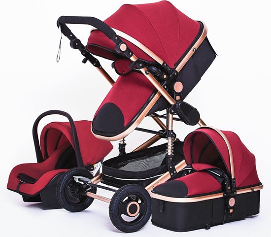 Baby Stroller - Caludan - 3 in 1 - Luxe Reiskinderwagen - Autostoel - Draagkinderwagen - Bruin van Caludan