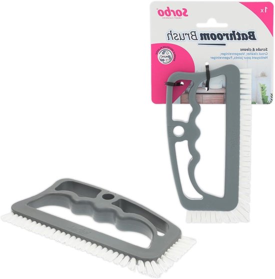 Badkamer Borstel - Voegen Reiniger - Tegels Schoonmaken - Ergonomische Handgreep - Nylon Borstelharen - Grijs