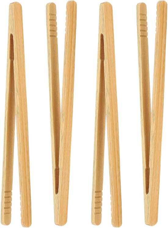 Bamboo Tongs - Herbruikbare Niet-Slip Grilltangen - Houten Kleine Tangen voor Keuken - Gegrild Vlees - Gebak - Brood van Merkloos	