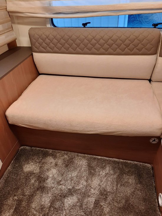 Bankhoes voor Camper / Mobilhome / Caravan Carré Stretch badstofhoes per stuk kleur Beige universeel model van Madison