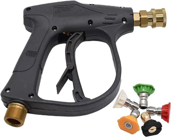 Banks Hogedrukreinigingspistool met 5 spuitmondstukken, 4350 PSI, 1/4 inch Quick Release Jet Wash Gun, M22 Metrisch Korte Power Waspistool voor Auto Wassen