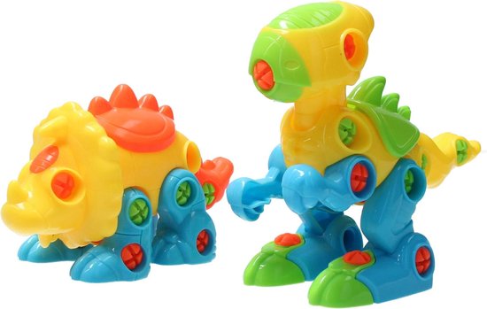 Banzaa Bouw je eigen Dino set 2 stuks - constructie Dinosaurus Triceratops & T-Rex van Banzaa