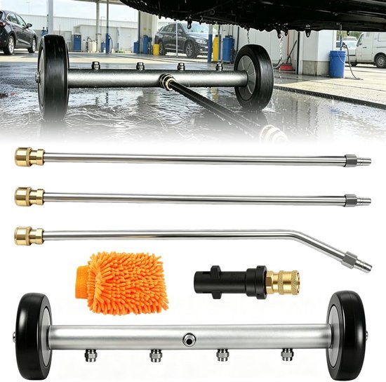 Baoblaze Waterbezem voor hogedrukreiniger, 4000 PSI hogedrukreiniger met snelaansluiting 1/4 inch en 3 verlengbuizen - ShopVlot