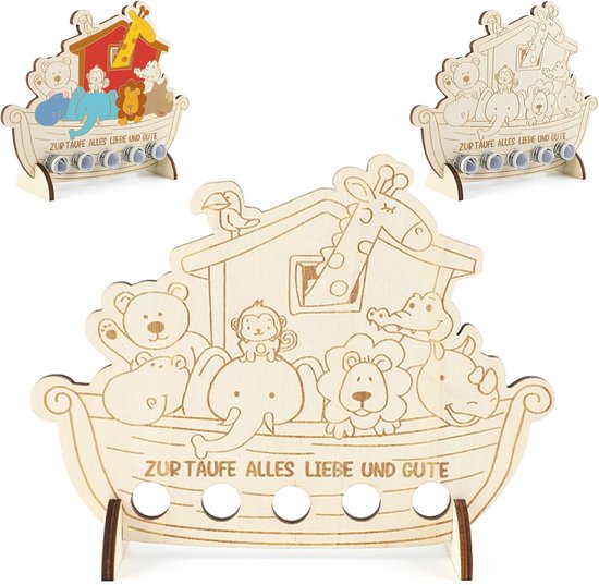 Baptism Gift for Boys - Christening Gifts for Girls - Noah Ark - Colourful Doodle Safari - Geld Cadeau Box - Originele Doop Cadeau voor Jongens en Meisjes van Merkloos	