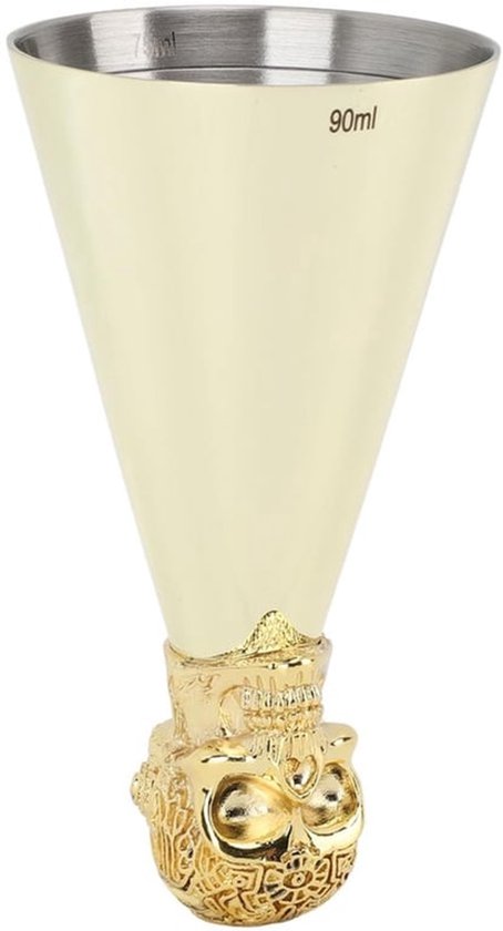 Barmaatje voor barmannen, cocktailmaatbeker van roestvrij staal, cocktailmaatbeker in de vorm van een Japanse schedel met binnenafmetingen voor thuisbar, 6,1 x 10,9 cm (type 1)