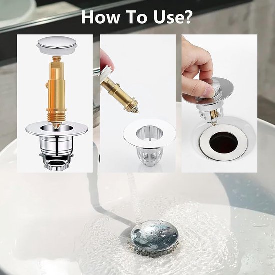 Basin Bath Basin Waste Easy Pop Up Click Spring Mechanism Brass Plug Bolt van Merkloos	