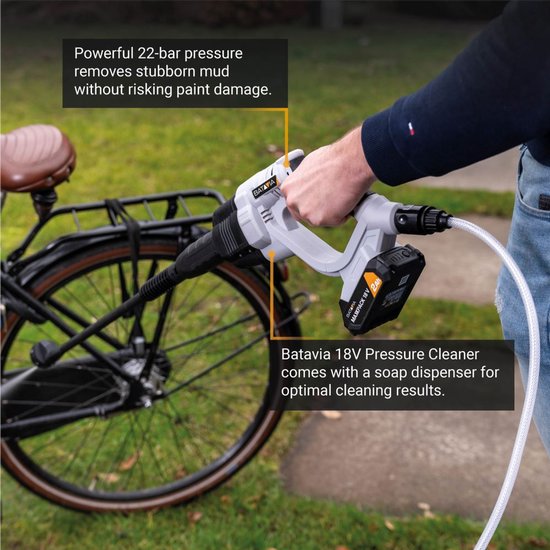 Batavia 18V Nexxforce Accu Drukreiniger Incl. 4.0Ah Accu & Snellader van Merkloos	
