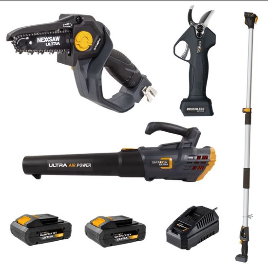 Batavia 18V Professionele Snoeiset – Nexxsaw V3, Nexxcut, Bladblazer, Telescopische Steel - Incl. 2x 4.0Ah Accu’s & Snellader