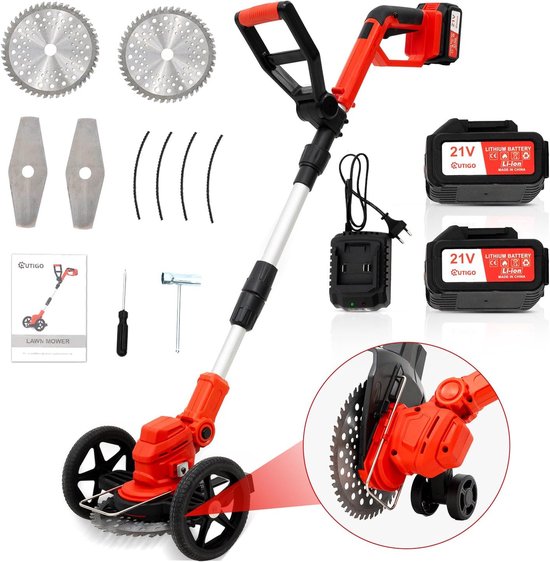 Batterij Gras Trimmer met Batterij, Gras Randtrimmer met 2-batterijen 4000mAh 21V, Verstelbare telescopische geleidingsbalk van Merkloos	