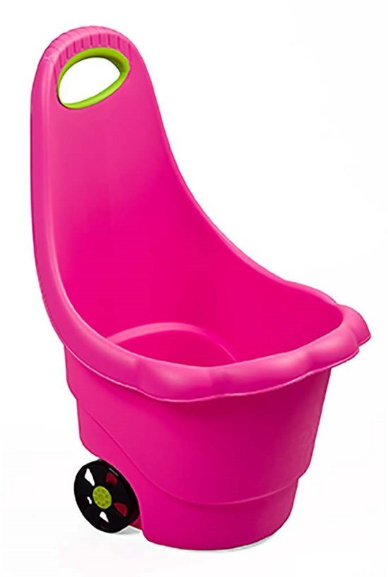 Bayo - multifunctionele speelgoed trolley Daisy 60 cm - roze kinder tuinkar - opbergkar met handgreep - speelgoedemmer met wielen - kunststof transportkar van Bayo