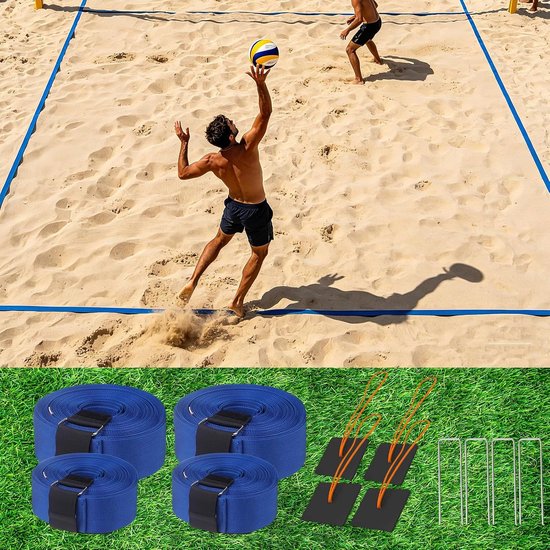Beachvolleyballijnen 2-in-1 - Draagbaar en flexibel - Speelveldmarkering voor zand en gazon - Ideaal voor outdoorsport - ShopVlot
