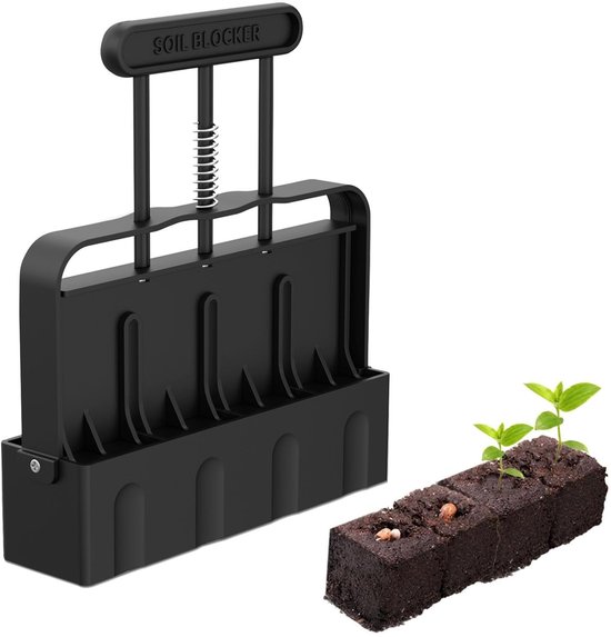 bechoanigel Handbediende grondblokker, grondblokker zaaigereedschap, 4-cellige grondbalmachine 2 inch, Handbediende grondblokker voor het kweken van zaailingen, verplanten, stekken en zaaien van Merkloos	