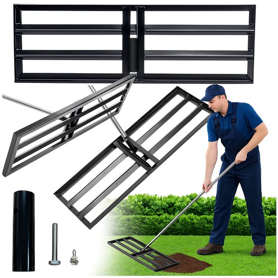 Becke - Handmatige Terrein Egalisator - Staal - 90x30 cm - Poedercoating van Merkloos	