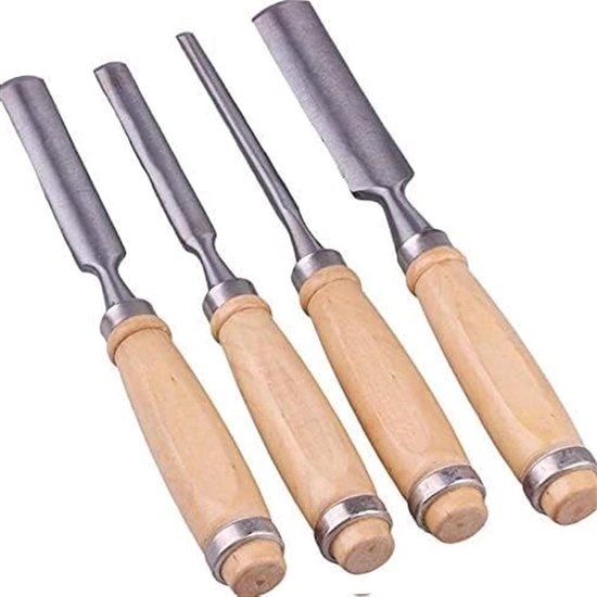 Beitel, Koolstofstaal Timmerman Snijwerk Steviger Guts Hout Beitel Gereedschap Timmerwerk Gereedschap Hout Beitel Set Pack Van 4