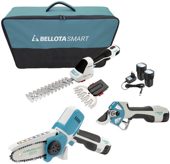 Bellota elektrisch gereedschap set Smart 14,4V - snoeischaar - kettingzaag- heggenschaar- kantentrimmer van Bellota