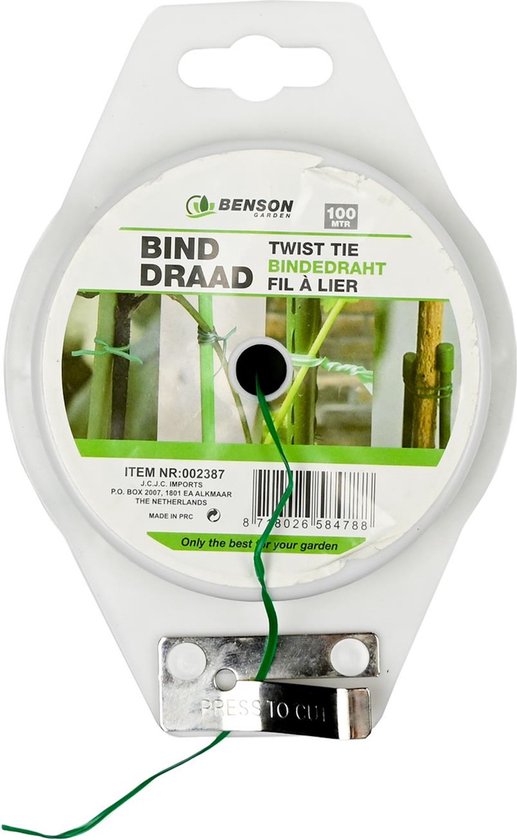 Benson Binddraad - 100 meter - groen - met afknipmesje - voor binnen en buiten van Benson