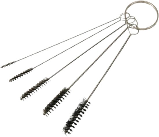 Benson Set van 5 stalen schoonmaak ragers borsteltjes - aan metalen sleutelring - diverse maten van Benson