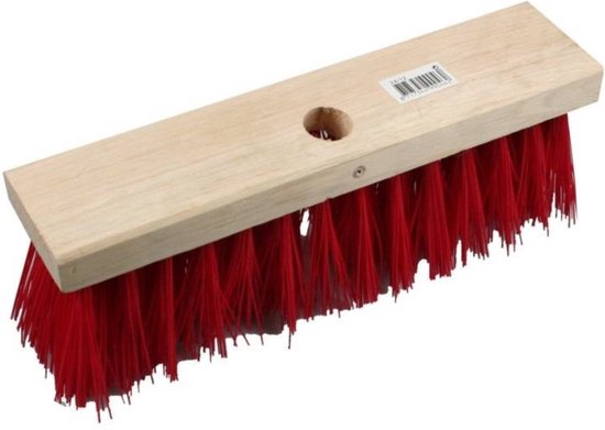 Benson Straatbezem - 29 cm - veerkrachtige rode kunstvezel haren - ideaal bij nat weer - zonder steel van Benson