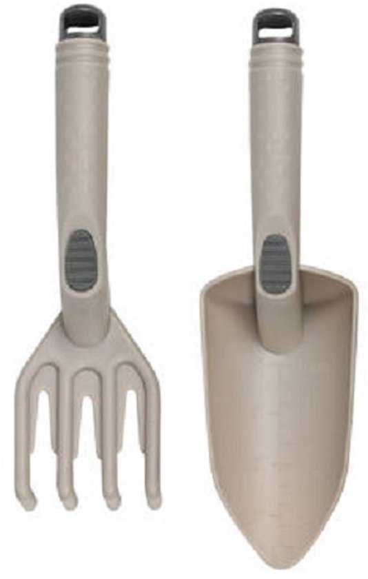Benson tuingereedschap set – hark en schep – lichtgewicht kunststof – duurzaam en weerbestendig – beige – 2-delig van Benson