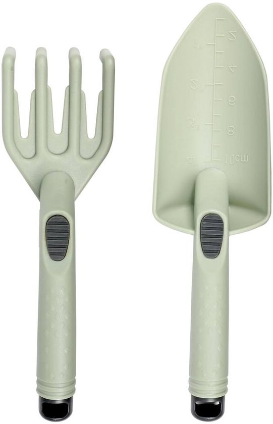 Benson tuingereedschap set – hark en schep – lichtgewicht kunststof – duurzaam en weerbestendig – groen – 2-delig van Benson