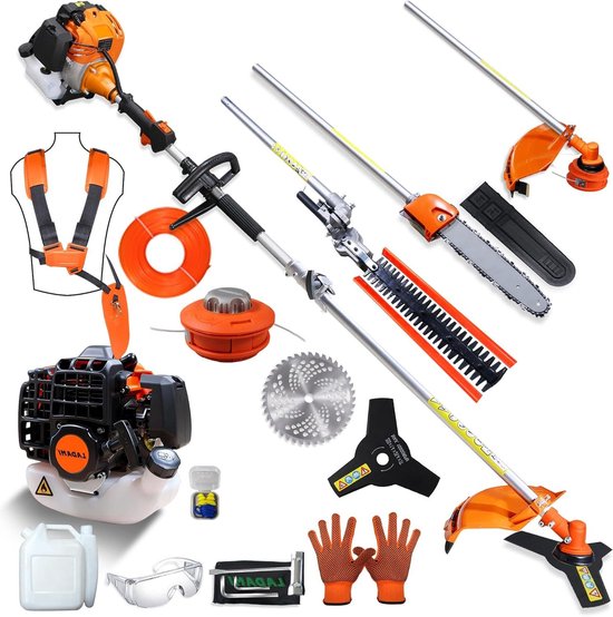 Benzine Bosmaaier - Tuin Multitool - Tuinonderhoud - 5-in-1 Functionaliteit - 52 cc - Kunststof