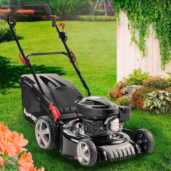 Benzine grasmaaier 46 cm met krachtige 4-takt motor en maaifuncties