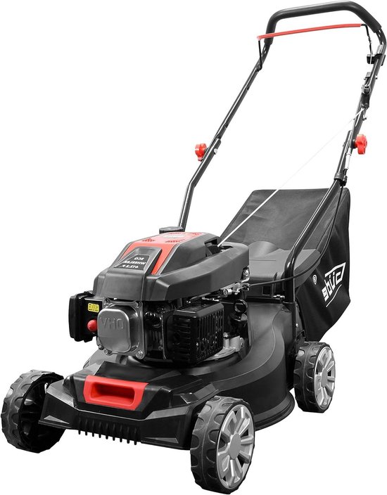 Benzine grasmaaier - Gazonmaaier - Middelgrote tuinen - Lichtgewicht manoeuvreerbaar - 40 cm snijbreedte - Zwart rood