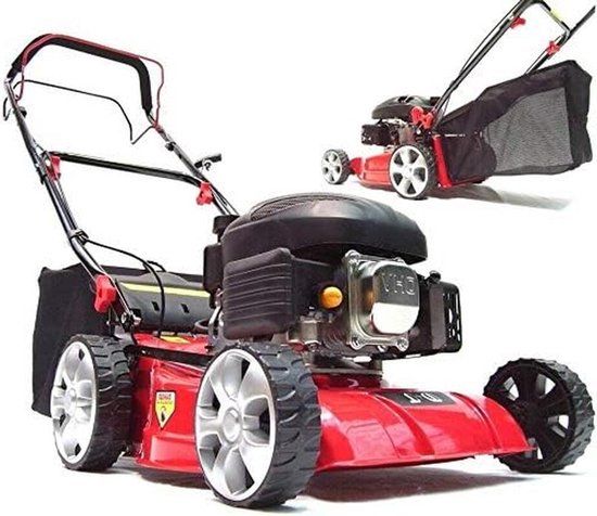 Benzine grasmaaier - Motor maaier - Gazon onderhoud - Zelfaandrijving met Big Wheeler - 41 cm snijbreedte - Rood