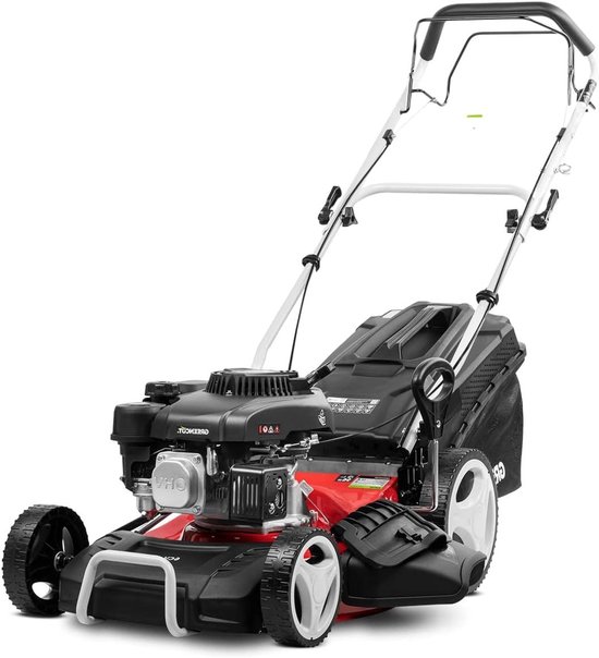 Benzine Grasmaaier - Zelfrijdende Maaier - Gazon Onderhoud - Krachtige 4-takt Motor - 46 cm Maaibreedte - Rood