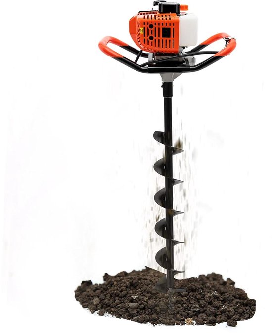 Benzine Grondboor - Paalboor Hekpaalboor - Gaten Boren Tuin - 52cc Tweetaktmotor - 4-10 Inch Boren - Zwart
