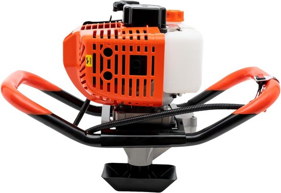 Benzine Grondboor - Palenboor Graafmachine - Gaten Boren - 52cc Tweetaktmotor - 80 cm Boorlengte - Oranje Zwart